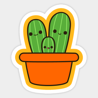 Cute cactus in orange pot Sticker